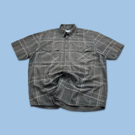 VINTAGE 00s CHECKERED SHORT SLEEVE BUTTON UP SHIRT BROWN