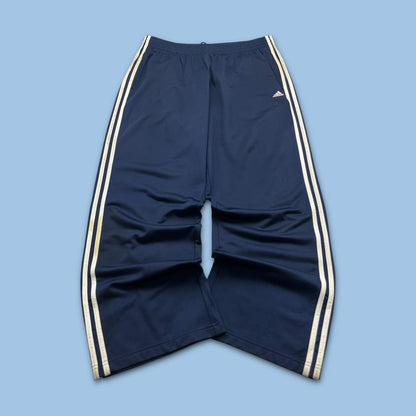 VINTAGE Y2K ADIDAS SIDE STRIPE BAGGY TRACKSUIT BOTTOMS NAVY