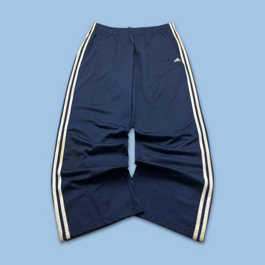 VINTAGE Y2K ADIDAS SIDE STRIPE BAGGY TRACKSUIT BOTTOMS NAVY