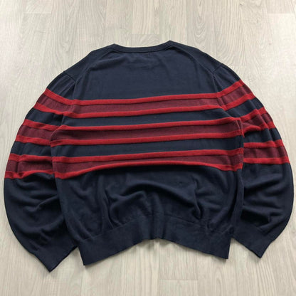 VINTAGE Y2K NAUTUCA STRIPED KNITTED JUMPER NAVY RED