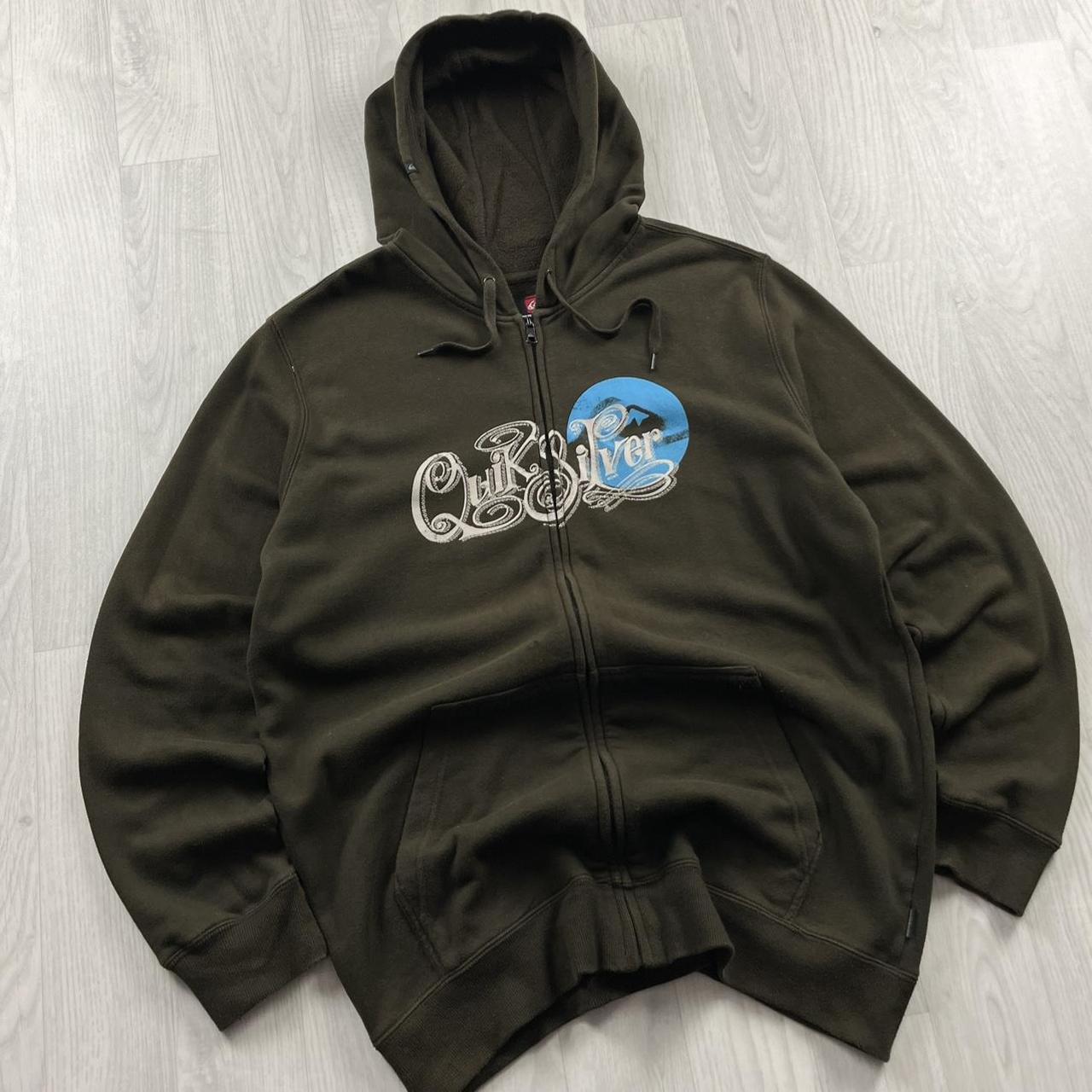 VINTAGE Y2K QUIKSILVER ZIP GRAPHIC HOODIE BROWN