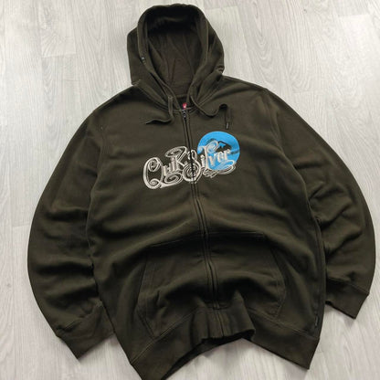 VINTAGE Y2K QUIKSILVER ZIP GRAPHIC HOODIE BROWN