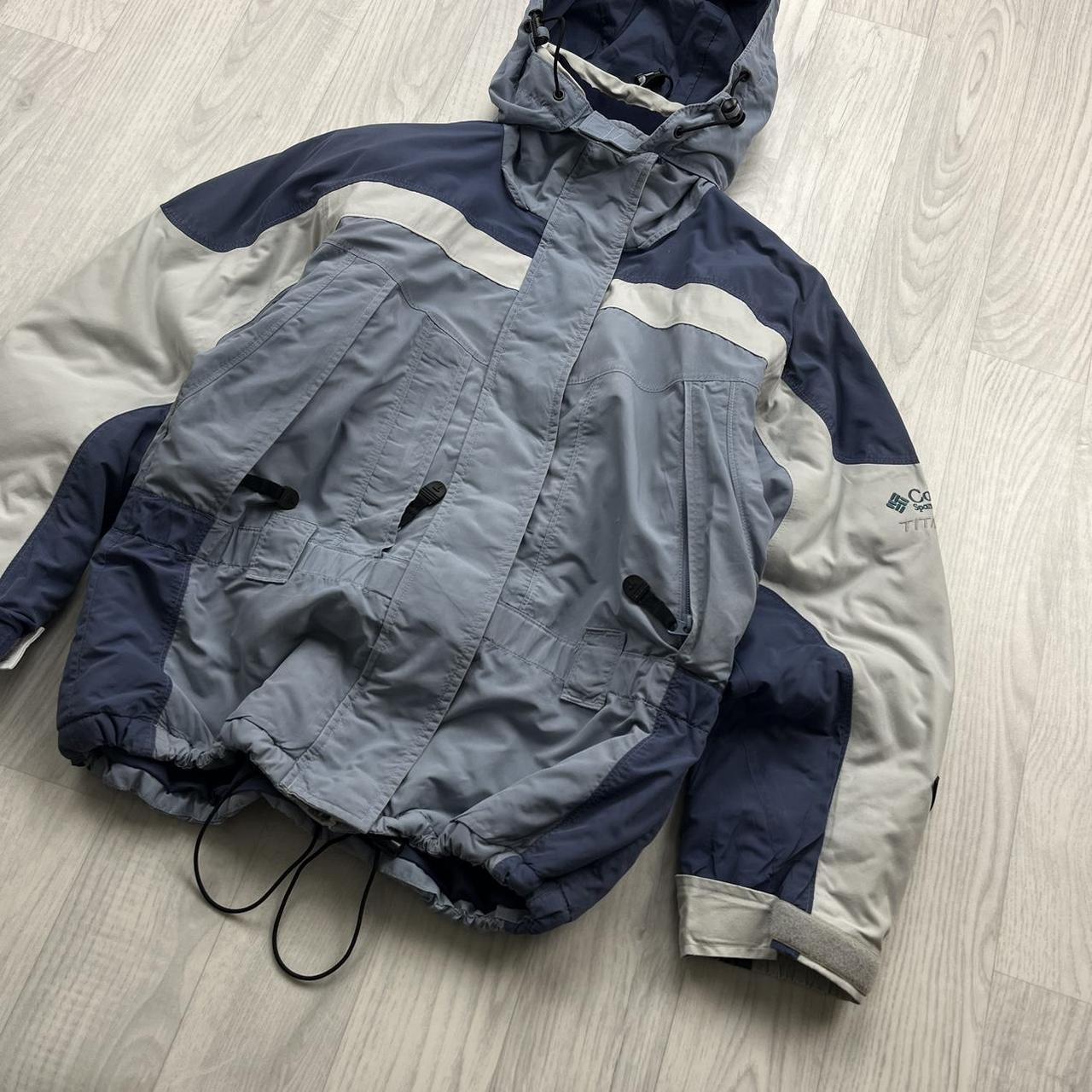 VINTAGE 00s COLUMBIA TECHNICAL PANELLED HOODED UTILITY JACKET BLUE WHITE