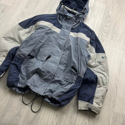 VINTAGE 00s COLUMBIA TECHNICAL PANELLED HOODED UTILITY JACKET BLUE WHITE