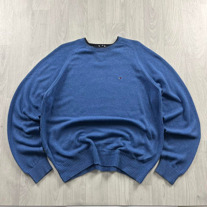 VINTAGE Y2K TOMMY HILFIGER KNITTED JUMPER BLUE