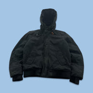 VINTAGE Y2K CLOCKHOUSE HOODED WORKWEAR BOMBER JACKET BLACK