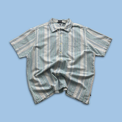VINTAGE Y2K GAP STRIPED SHORT SLEEVE SHIRT WHITE / BLUE
