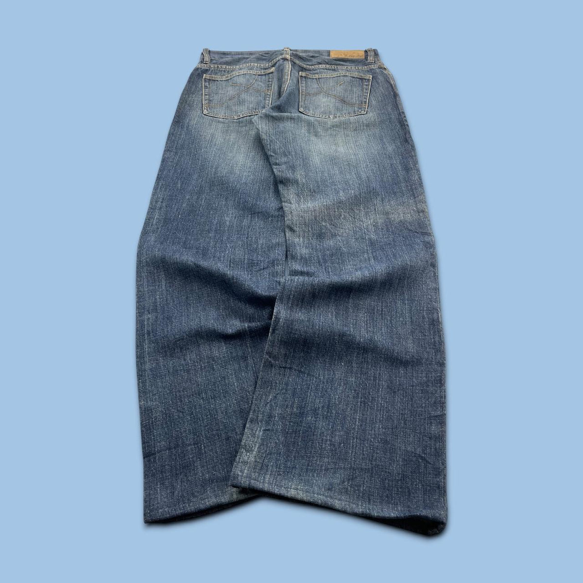 VINTAGE Y2K S OLIVER EMBROIDERED BAGGY BOOTCUT JEANS BLUE