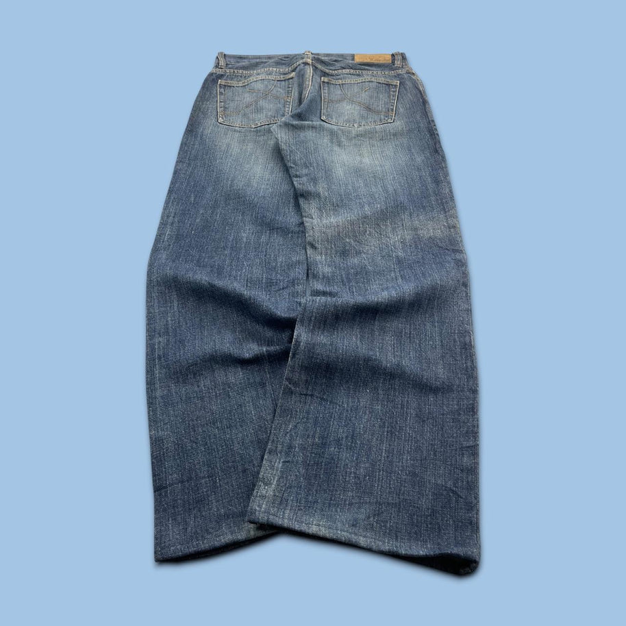 VINTAGE Y2K S OLIVER EMBROIDERED BAGGY BOOTCUT JEANS BLUE