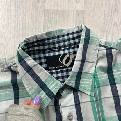 VINTAGE Y2K ANIMAL CHECKERED SHORT SLEEVE SHIRT GREEN