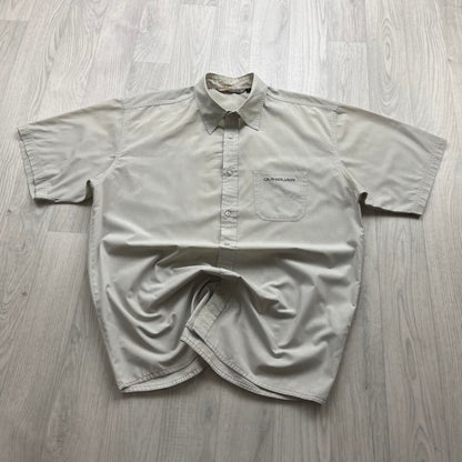 VINTAGE Y2K QUIKSILVER SHORT SLEEVE SHIRT CREAM