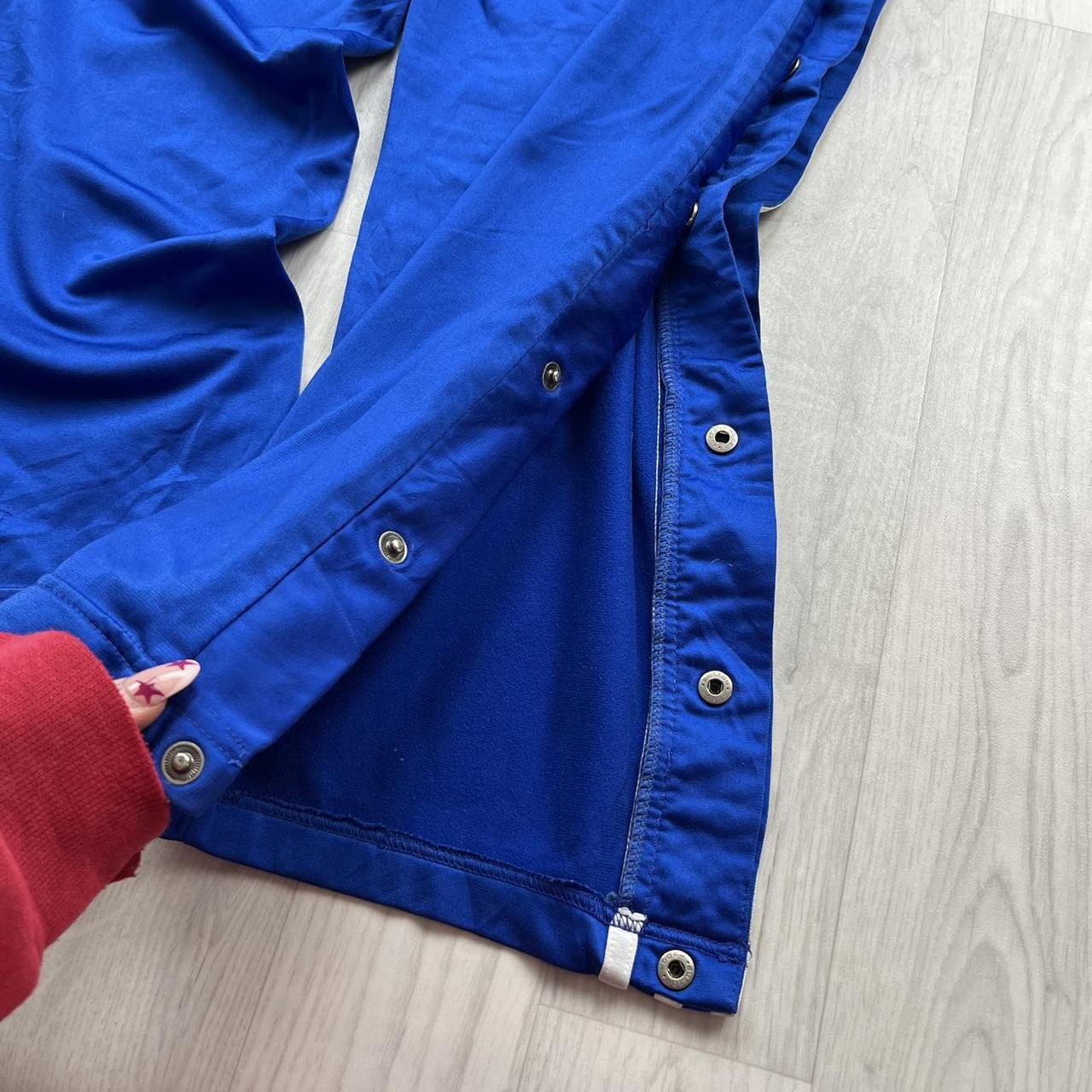 VINTAGE Y2K ADIDAS SIDE STRIPE POPPER BAGGY TRACKSUIT BOTTOMS BLUE