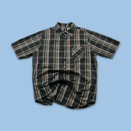 VINTAGE Y2K BILLABONG CHECKERED SHORT SLEEVE SHIRT BLACK