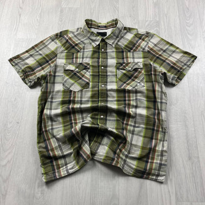 VINTAGE Y2K OAKLEY CHECKERED SHORT SLEEVE SHIRT GREEN