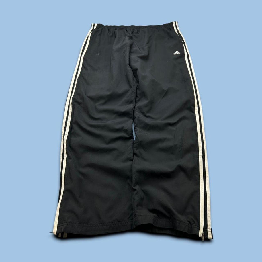 VINTAGE Y2K ADIDAS SIDE STRIPE BAGGY TRACKSUIT BOTTOMS BLACK
