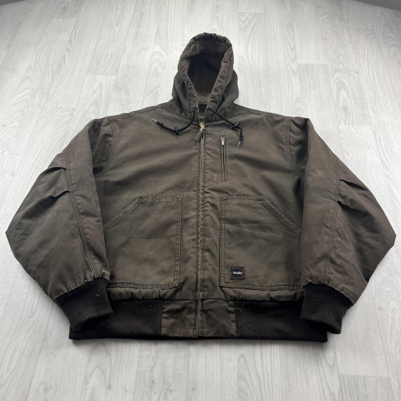 VINTAGE Y2K WALLS HOODED ACTIVE WORKWEAR BOMBER JACKET BROWN