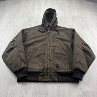 VINTAGE Y2K WALLS HOODED ACTIVE WORKWEAR BOMBER JACKET BROWN