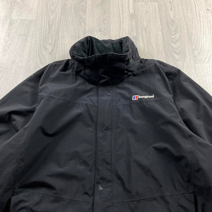 VINTAGE 00s BERGHAUS TECHNICAL HOODED JACKET BLACK