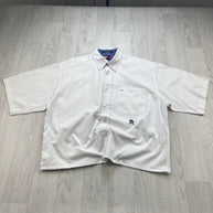 VINTAGE 00s TOMMY HILFIGER PLAIN CROPPED SHORT SLEEVE BUTTON UP SHIRT WHITE