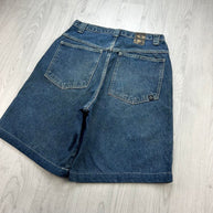 VINTAGE Y2K FRESHJIVE BAGGY DENIM JORTS NAVY BLUE