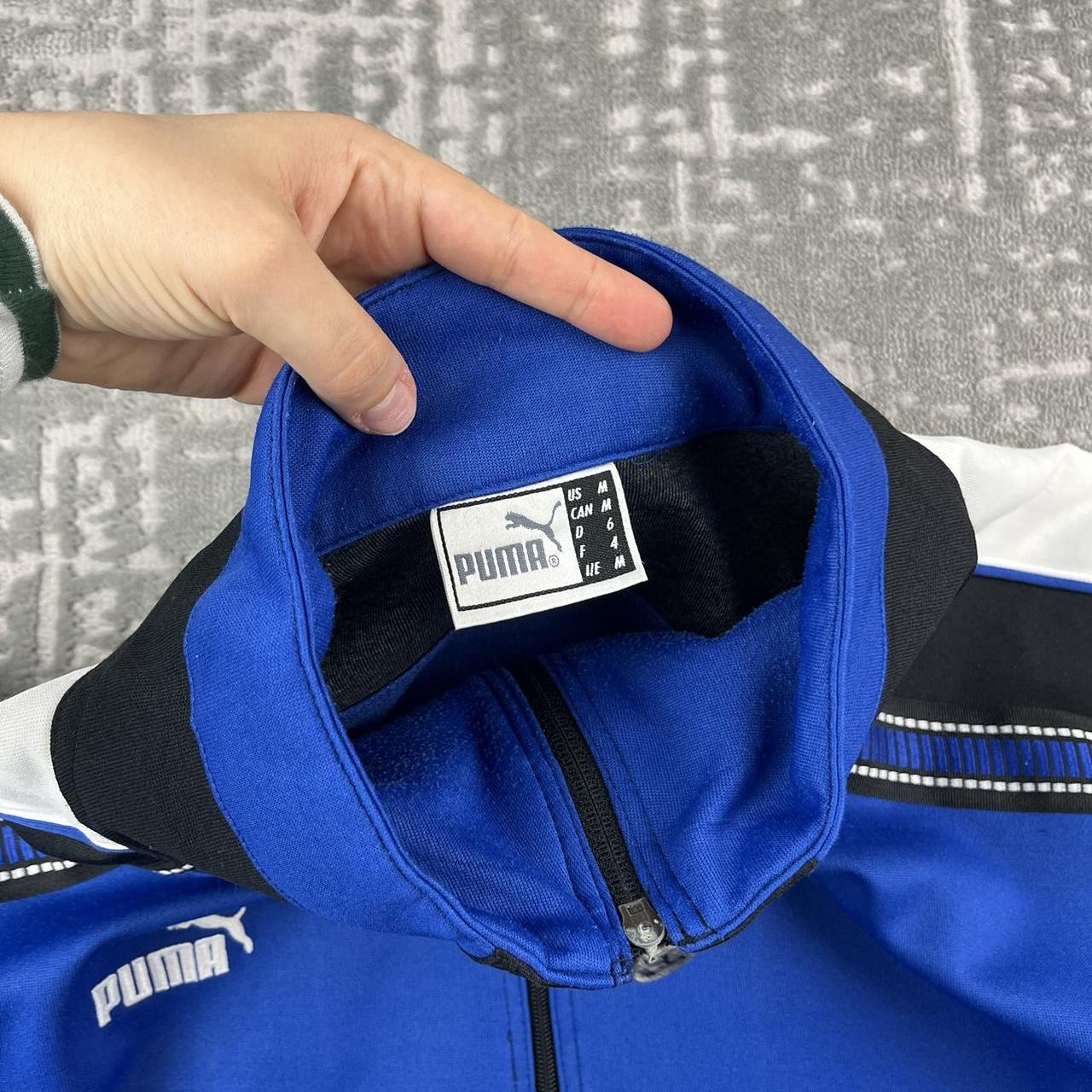 VINTAGE 90s PUMA PANELLED SPORTY TRACKSUIT JACKET BLUE / BLACK