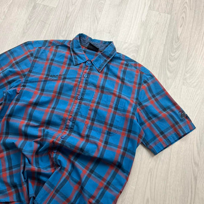 VINTAGE Y2K MAMMUT PLAID SHORT SLEEVE BUTTON UP SHIRT BLUE