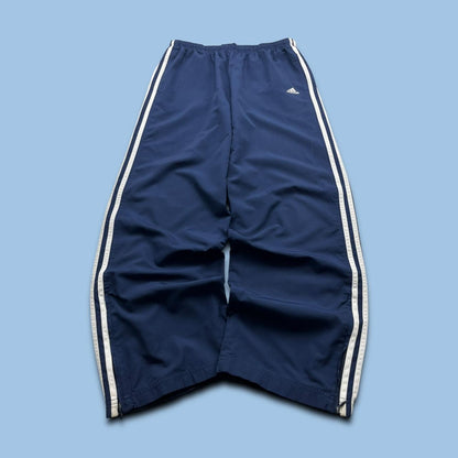 VINTAGE Y2K ADIDAS SIDE STRIPE BAGGY TRACKSUIT BOTTOMS NAVY WHITE (L Ws)