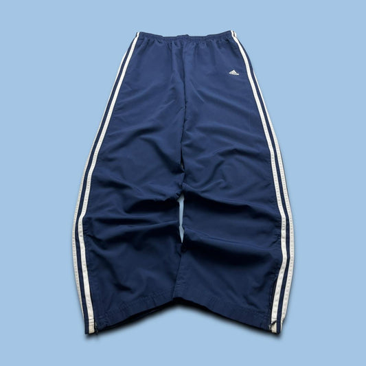 VINTAGE Y2K ADIDAS SIDE STRIPE BAGGY TRACKSUIT BOTTOMS NAVY WHITE (L Ws)
