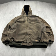 VINTAGE Y2K BERNE WORKWEAR ACTIVE HOODED BOMBER JACKET KHAKI