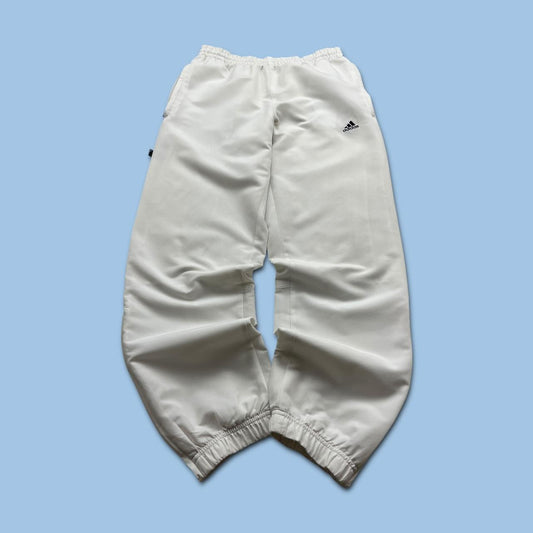 VINTAGE Y2K ADIDAS BAGGY TRACKSUIT BOTTOMS WHITE