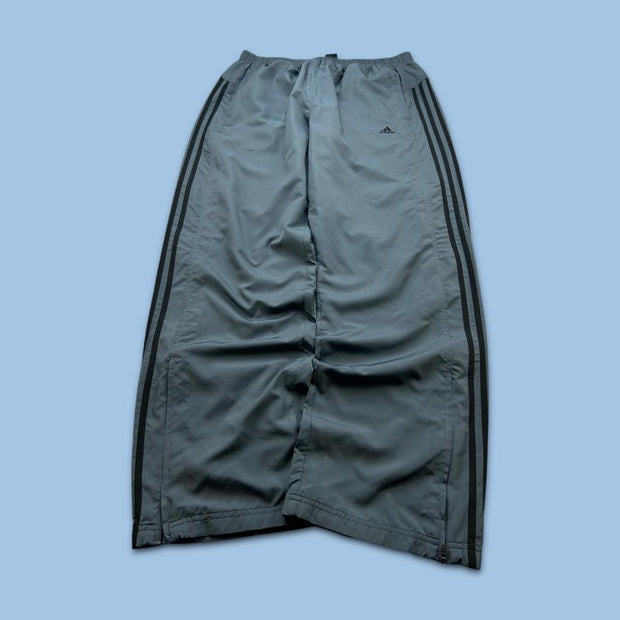 VINTAGE Y2K ADIDAS SIDE STRIPE BAGGY TRACKSUIT BOTTOMS GREY