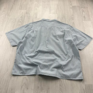 VINTAGE 00s NAUTICA STRIPED CROPPED SHORT SLEEVE BUTTON UP SHIRT WHITE BLUE