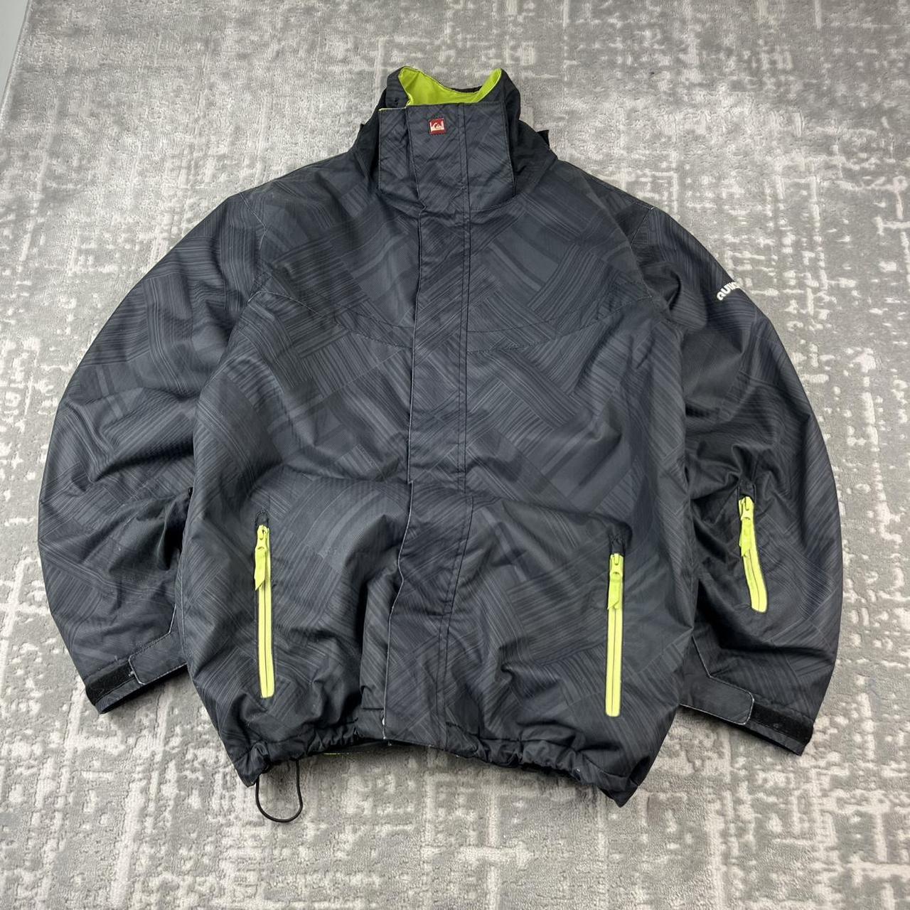 VINTAGE Y2K QUIKSILVER PLAID TECHNICAL SKI JACKET GREY BLACK