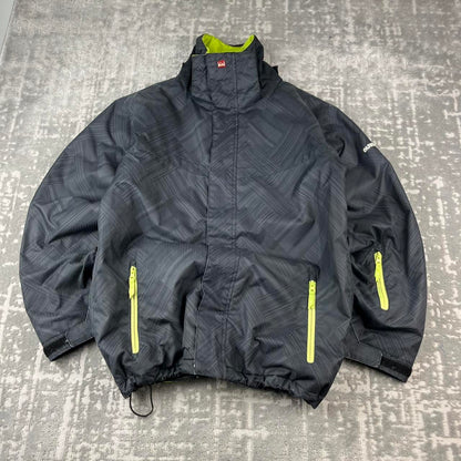 VINTAGE Y2K QUIKSILVER PLAID TECHNICAL SKI JACKET GREY BLACK