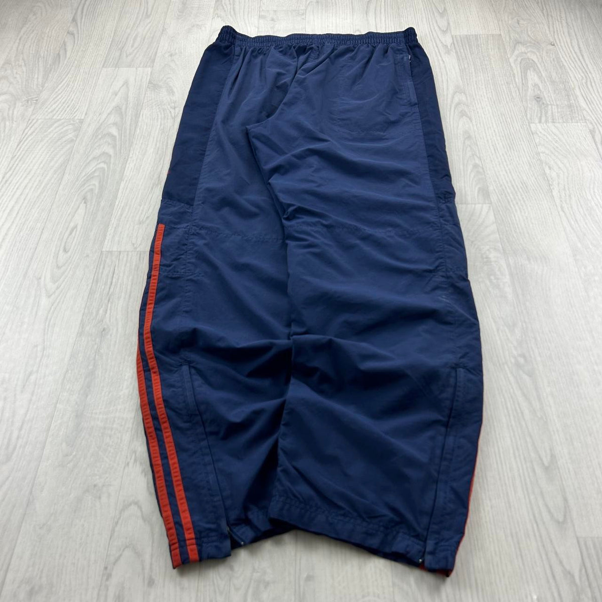 VINTAGE Y2K ADIDAS SIDE STRIPE BAGGY TRACKSUIT BOTTOMS NAVY RED