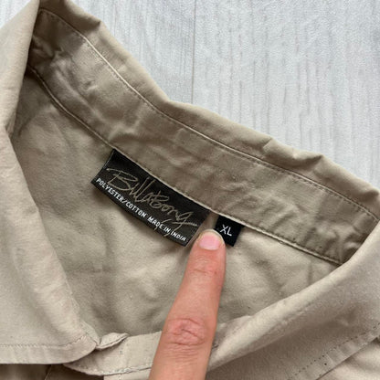 VINTAGE Y2K BILLABONG BUTTON UP SHORT SLEEVE SHIRT BEIGE