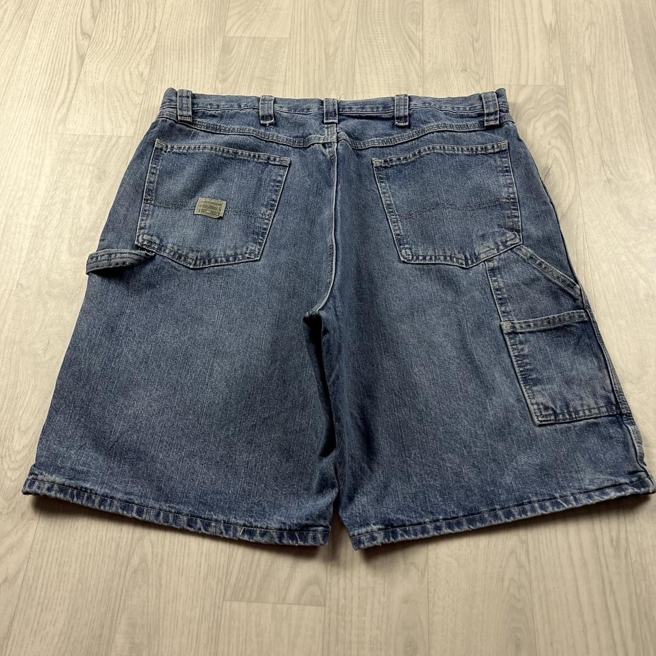 VINTAGE 00s WRANGLER BAGGY LOOSE CARPENTER JORTS BLUE