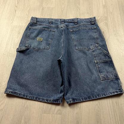 VINTAGE 00s WRANGLER BAGGY LOOSE CARPENTER JORTS BLUE