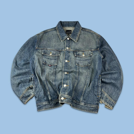 VINTAGE 00s QUIKSILVER BUTTON UP UTILITY DENIM JACKET BLUE