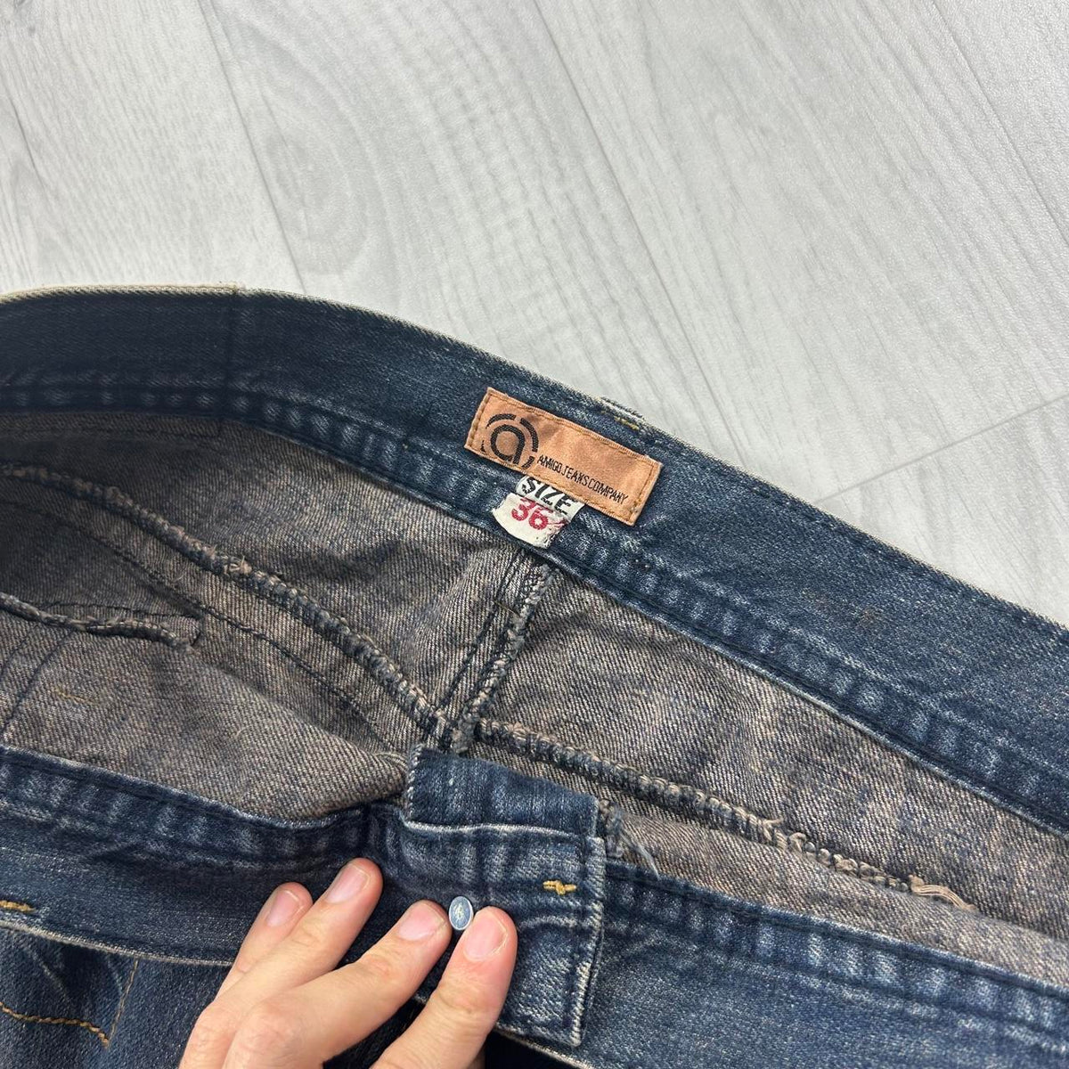 VINTAGE Y2K AMINGO BAGGY BOOTCUT JEANS NAVY BLUE