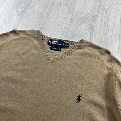 VINTAGE Y2K POLO RALPH LAUREN KNITTED JUMPER BEIGE
