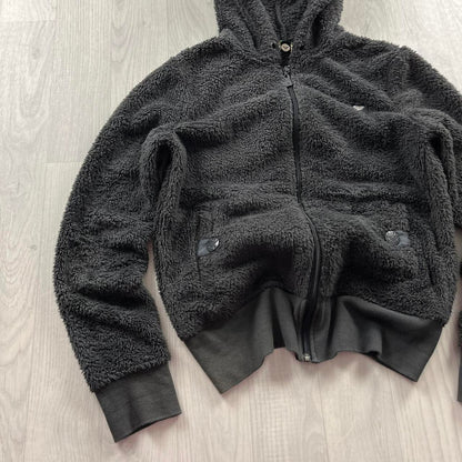 VINTAGE Y2K ROXY ZIP FLEECE HOODIE GREY (L)