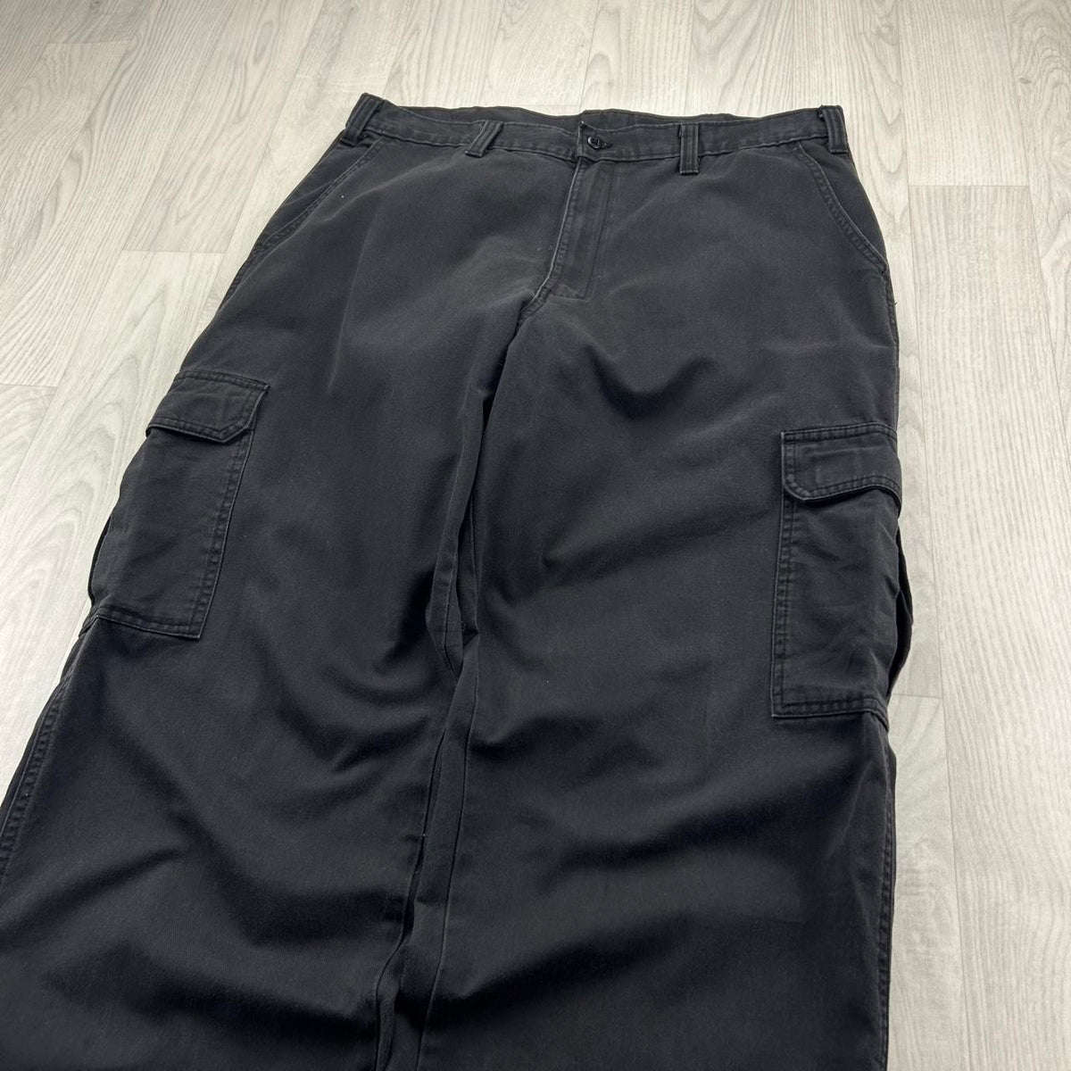 VINTAGE Y2K DICKIES 874 WIDE LEG CARGO TROUSERS BLACK