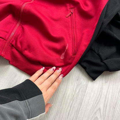 VINTAGE 90s ADIDAS BOXY TRACKSUIT JACKET RED / BLACK