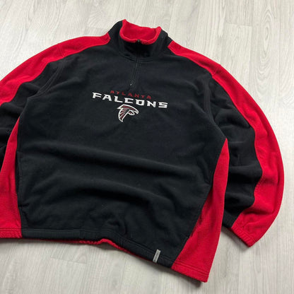VINTAGE Y2K REEBOK ATLANTA FALCONS QUARTER ZIP FLEECE SWEATSHIRT BLACK RED