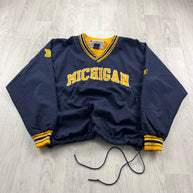 VINTAGE Y2K CHAMPION MICHIGAN PULLOVER WINDBREAKER JACKET NAVY YELLOW