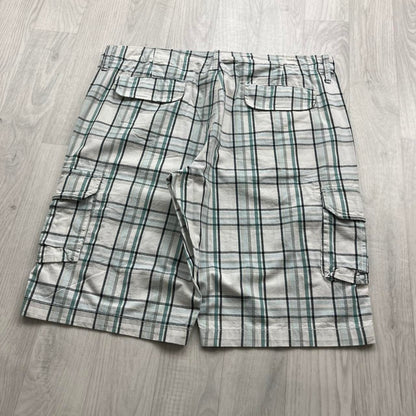 VINTAGE Y2K BAGGY CHECKERED PLAID SHORTS WHITE
