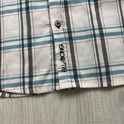 VINTAGE Y2K BILLABONG PLAID SHORT SLEEVE SHIRT WHITE
