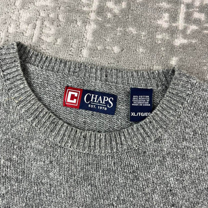 VINTAGE Y2K CHAPS CHUNKY KNITTED JUMPER GREY