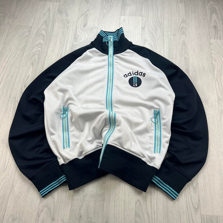 VINTAGE Y2K ADIDAS ZIP UP TRACK JACKET WHITE / NAVY